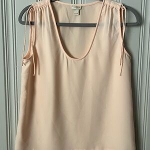 J. Crew pleated shoulder-tie sleeveless blouse—peach—size 6
